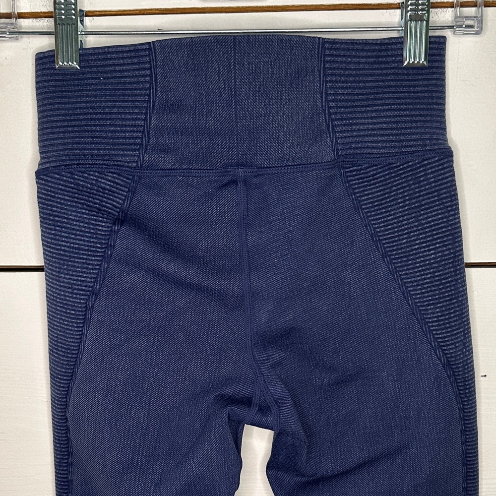 Aerie High-Waisted Ribbed Navy Blue Leggings - Picture 4 of 9